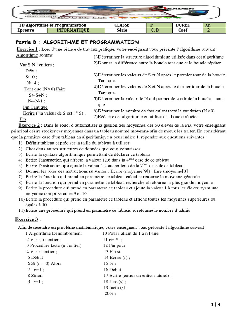 Algorithmes et Programmation en Algoprog | PDF | Langage de ...