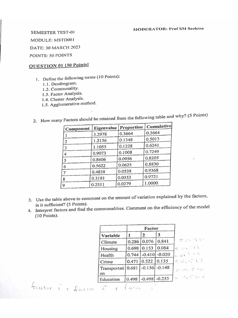 Multivariate Data Analysis MSTD081 | PDF