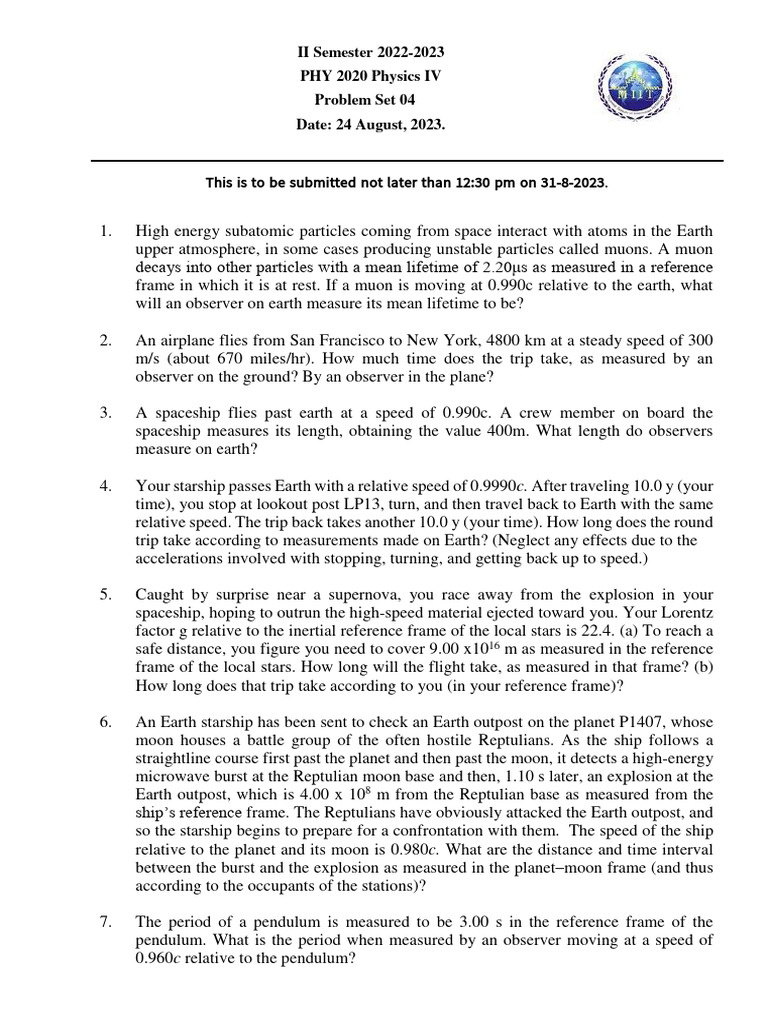 Problem Set 04 Pdf Electronvolt Spectral Line