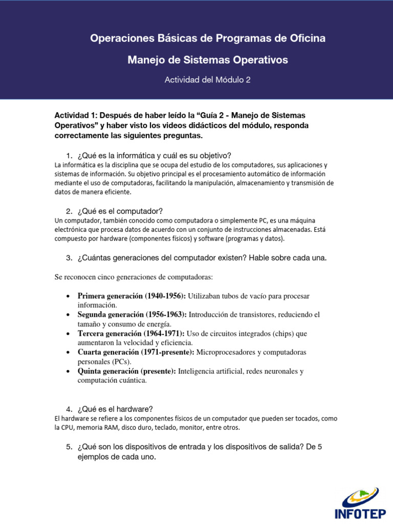 Actividad - Módulo 2 | PDF | Hardware de la computadora | Periférico