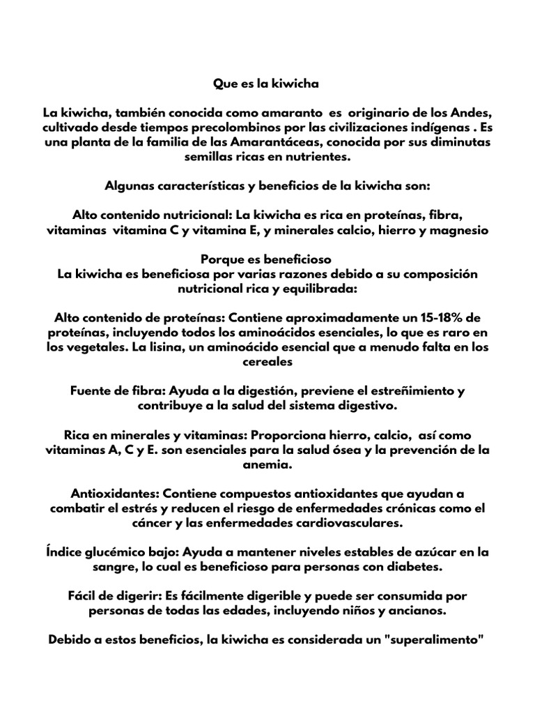 ChatGPT Que Es La Kiwicha ChatGPT La Kiwicha, También Conocida Como ...