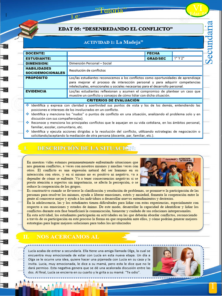 Resolución de Conflictos en Secundaria | PDF | Evaluación | Las emociones