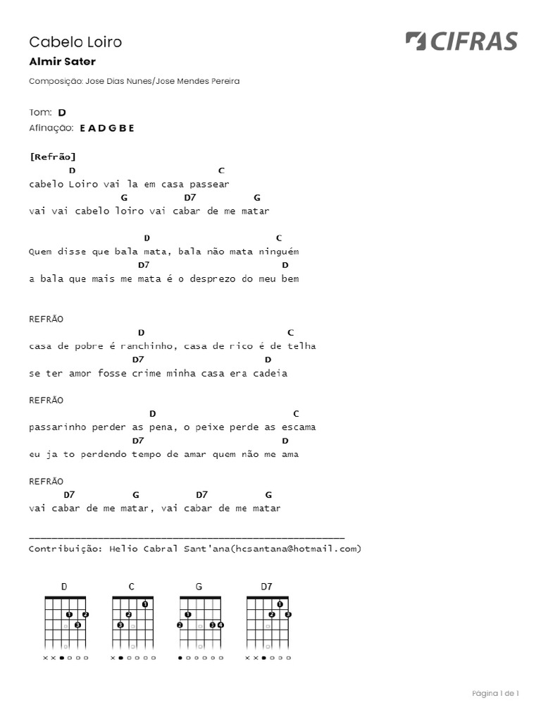 CIFRAS Cifra Almir-Sater Cabelo-Loiro | PDF