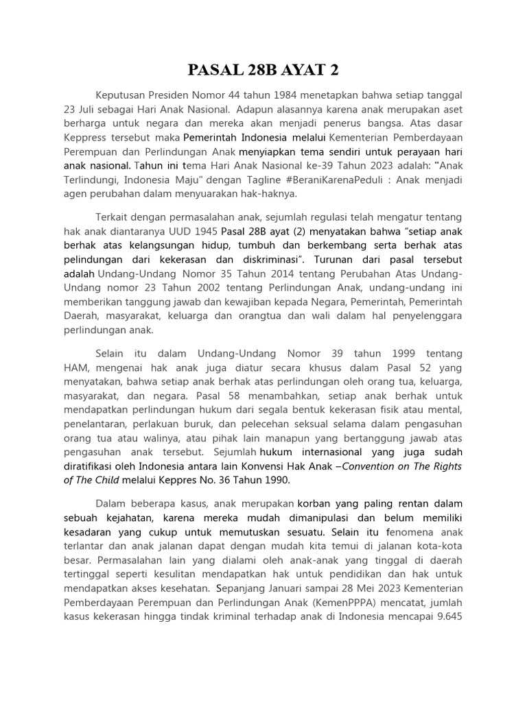 Pasal 28b Ayat 2 Materi | PDF | Ilmu Sosial