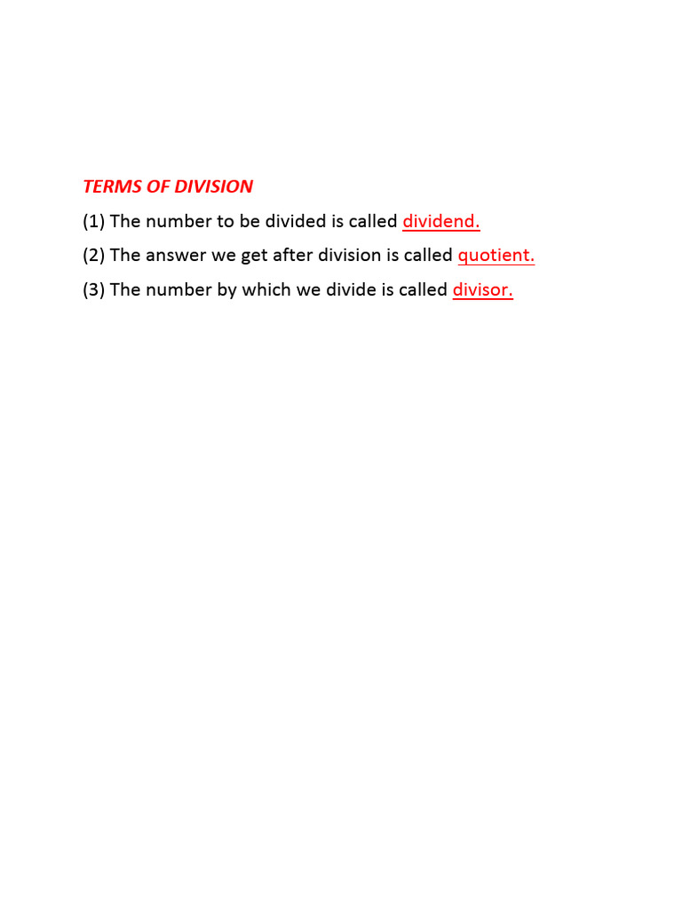Understanding Division Terms Explained | PDF