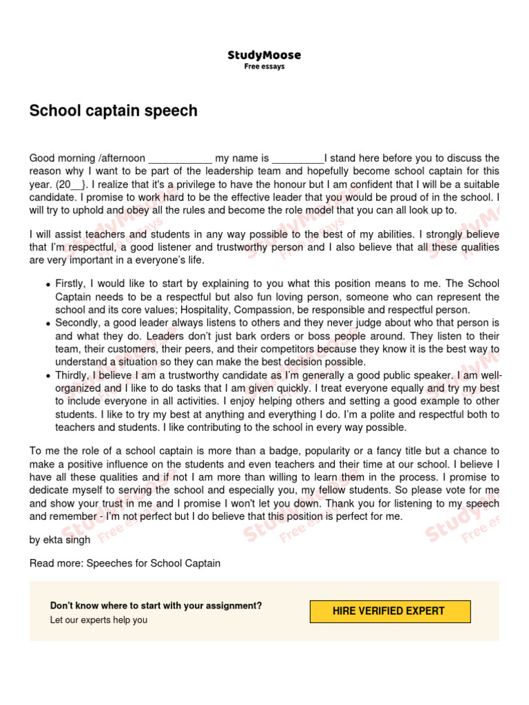 School_captain_speech Download Free PDF Social Psychology Cognition