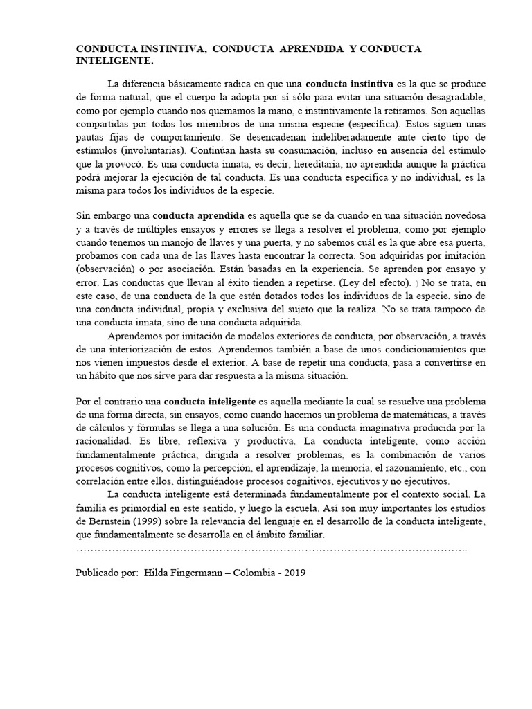 Conducta Instintiva | PDF | Comportamiento | Instinto