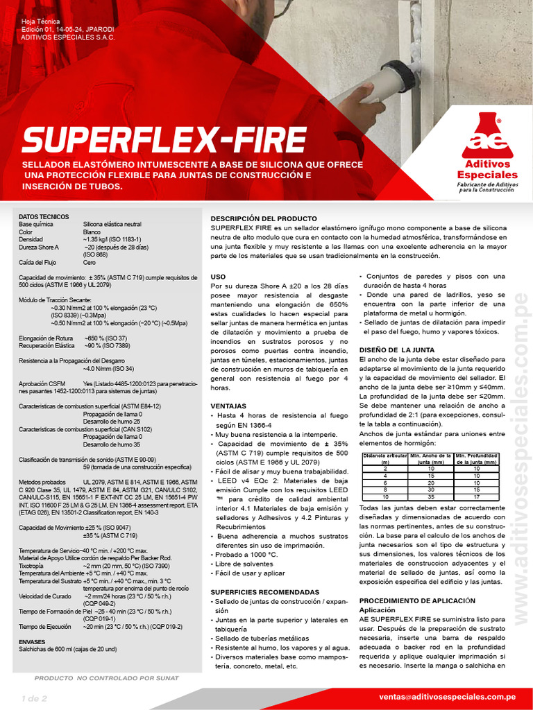 Sellador Ignífugo Superflex-Fire | PDF | Agua | Hormigón