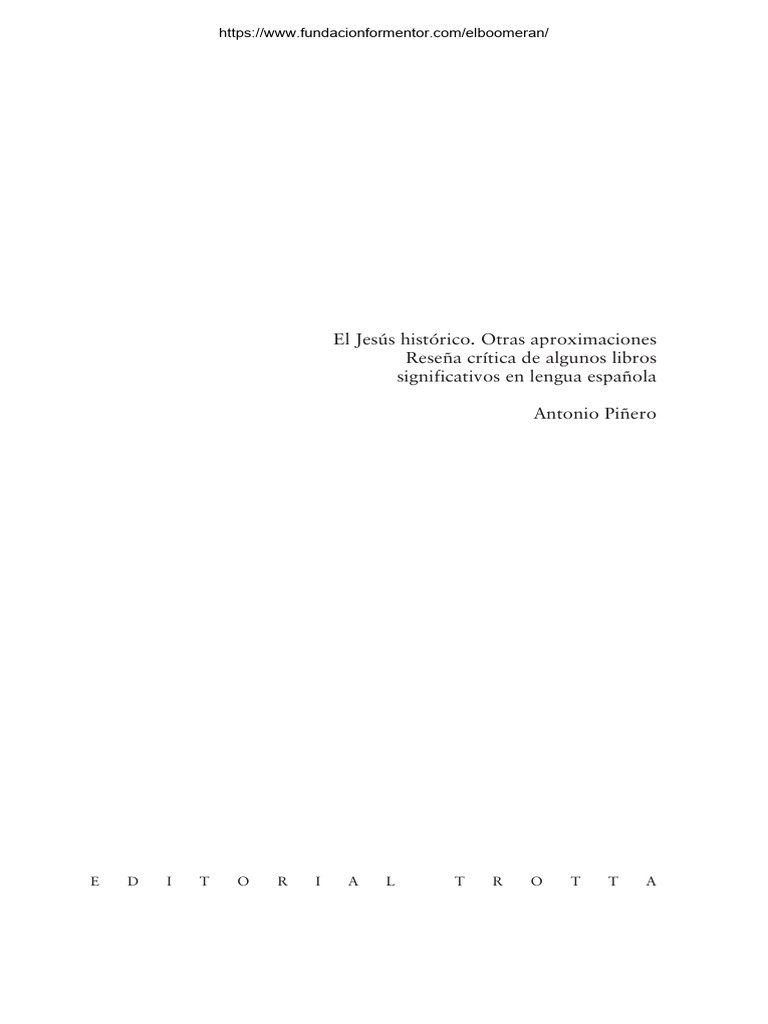 El Jesus Historico. Otras Aproximaciones PDF Jesús Juan el Bautista