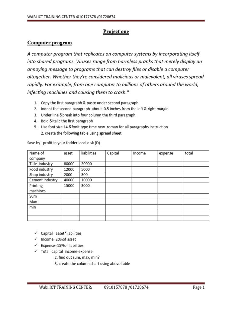 Computer Virus Training and Excel Tasks | PDF | Computer Virus ...