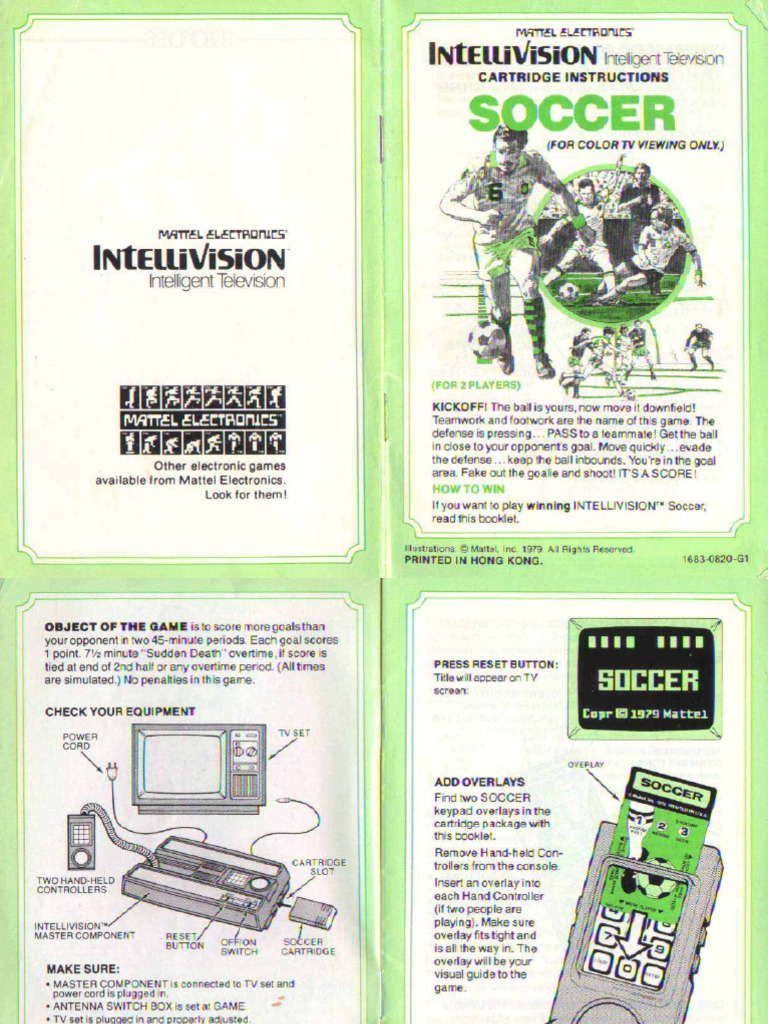 Jeu Soccer (Roulette) Pour Mattel Intellivision – Complet, Très Bon état