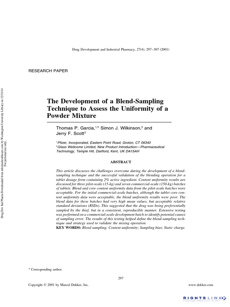 Blend Sampling for Tablet Uniformity | PDF | Tablet (Pharmacy ...