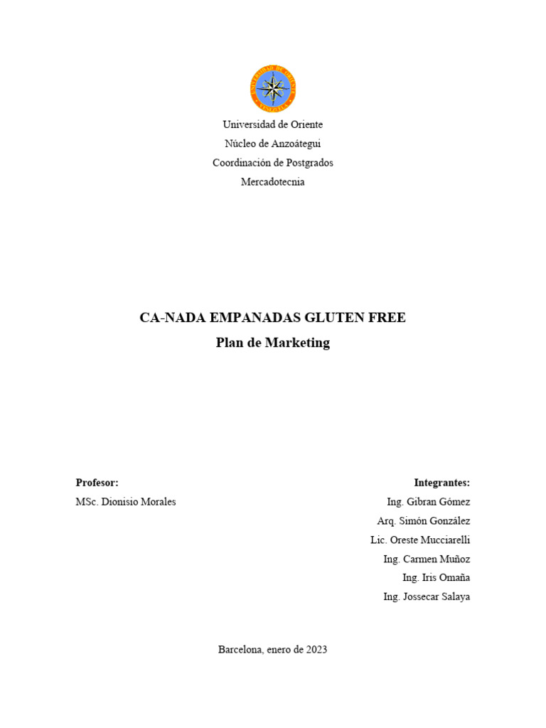 Plan de Marketing CA nadas Gluten Free PDF Indicador de rendimiento