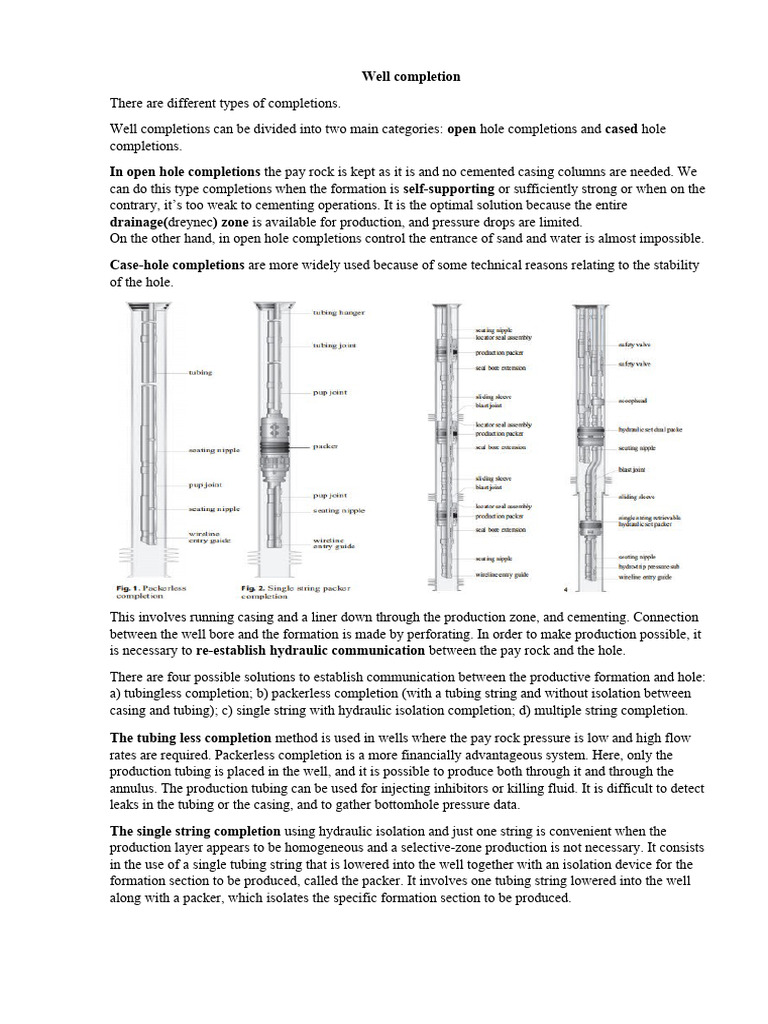 Types of Well Completion Methods | PDF | Casing (Borehole) | Optical Fiber