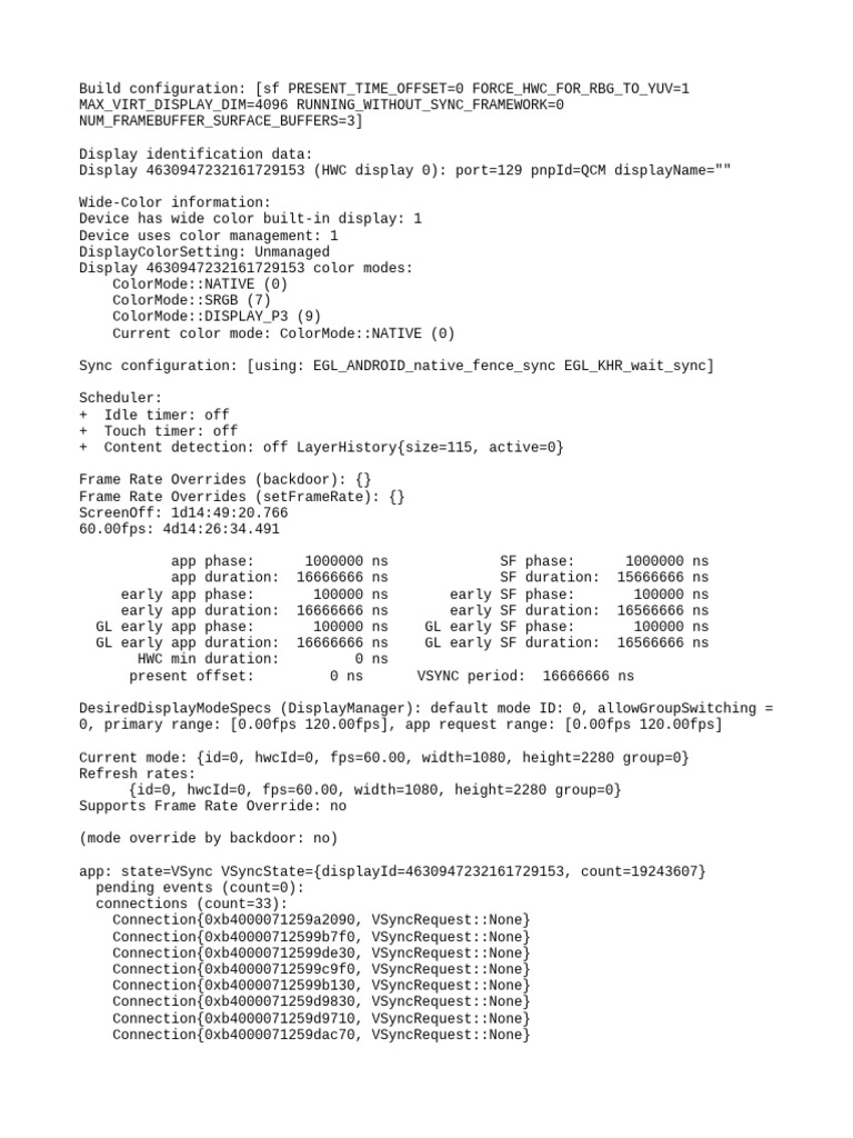 Display Configuration and Performance Stats | PDF | Byte | Frame Rate