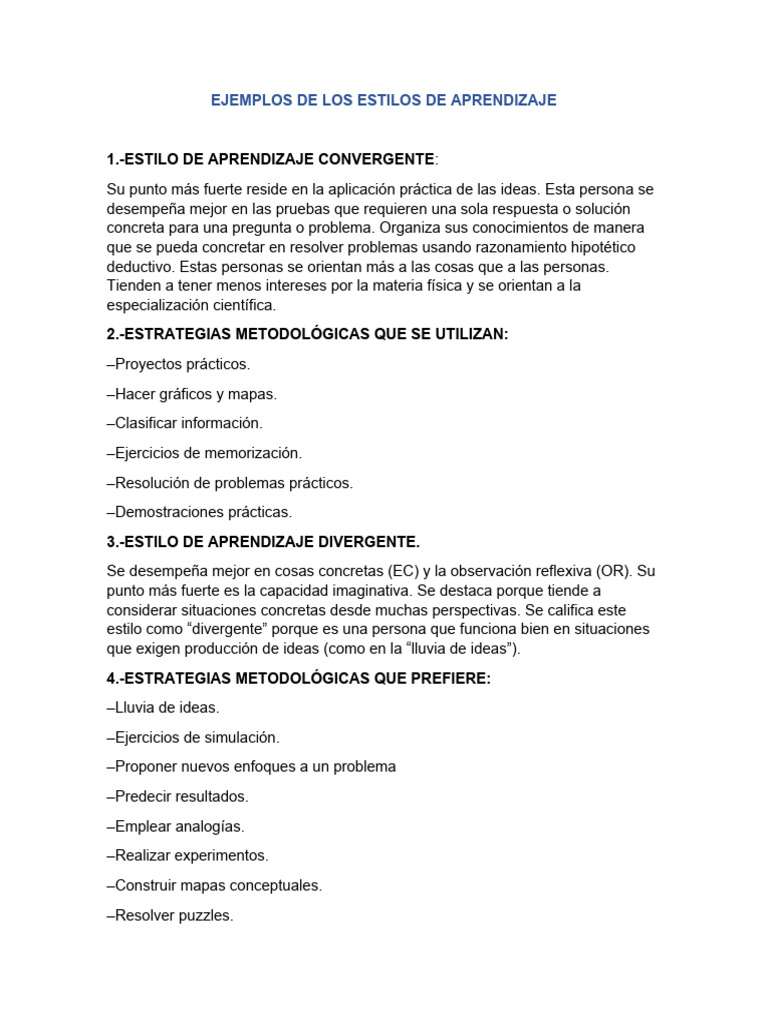 Estilos de Aprendizaje y Estrategias | PDF | Aprendizaje | Teoría