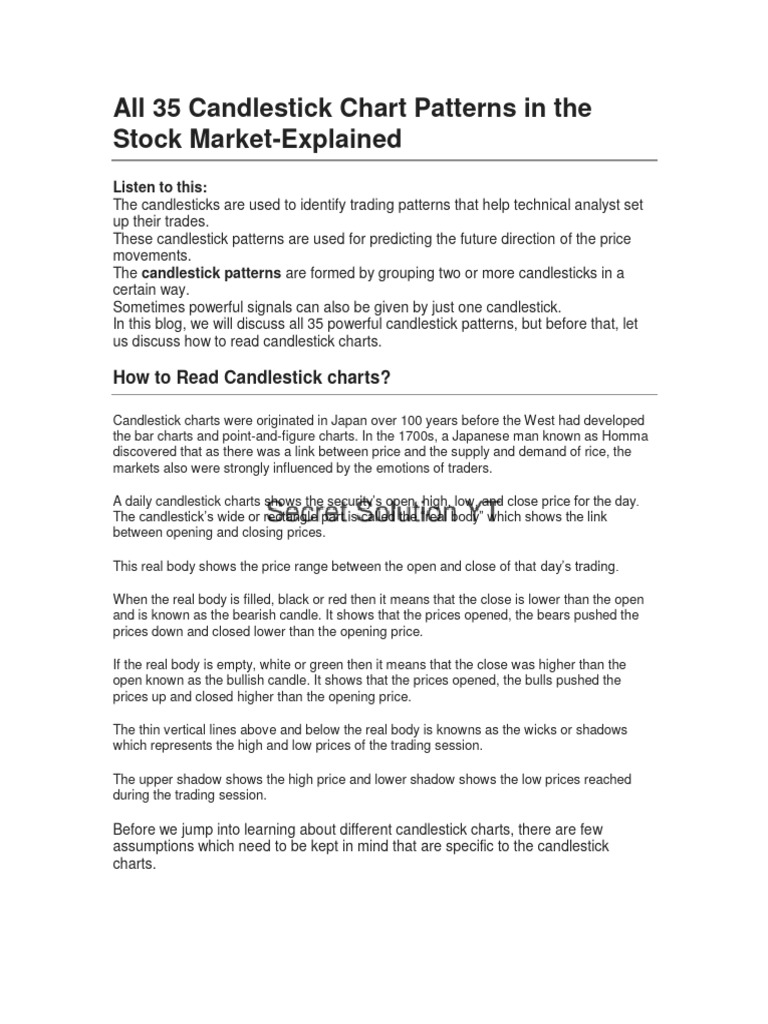 All 35 Candlestick Chart Patterns in The Stock Market Explained | PDF