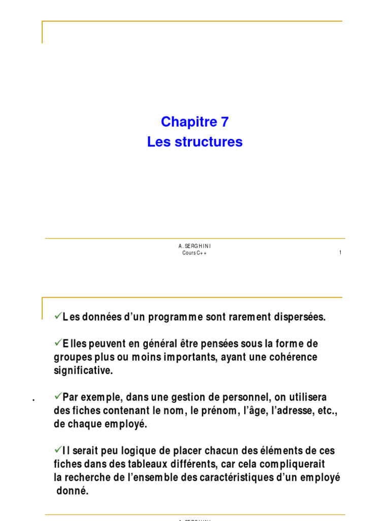 Structures en C++ : Définition et Utilisation | PDF | C ++ | Pointeur ...