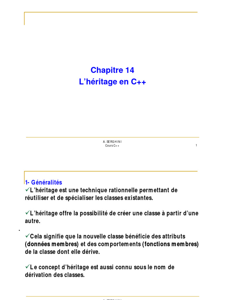 Cours C++ Chapitre14 | PDF | Classe (informatique) | C
