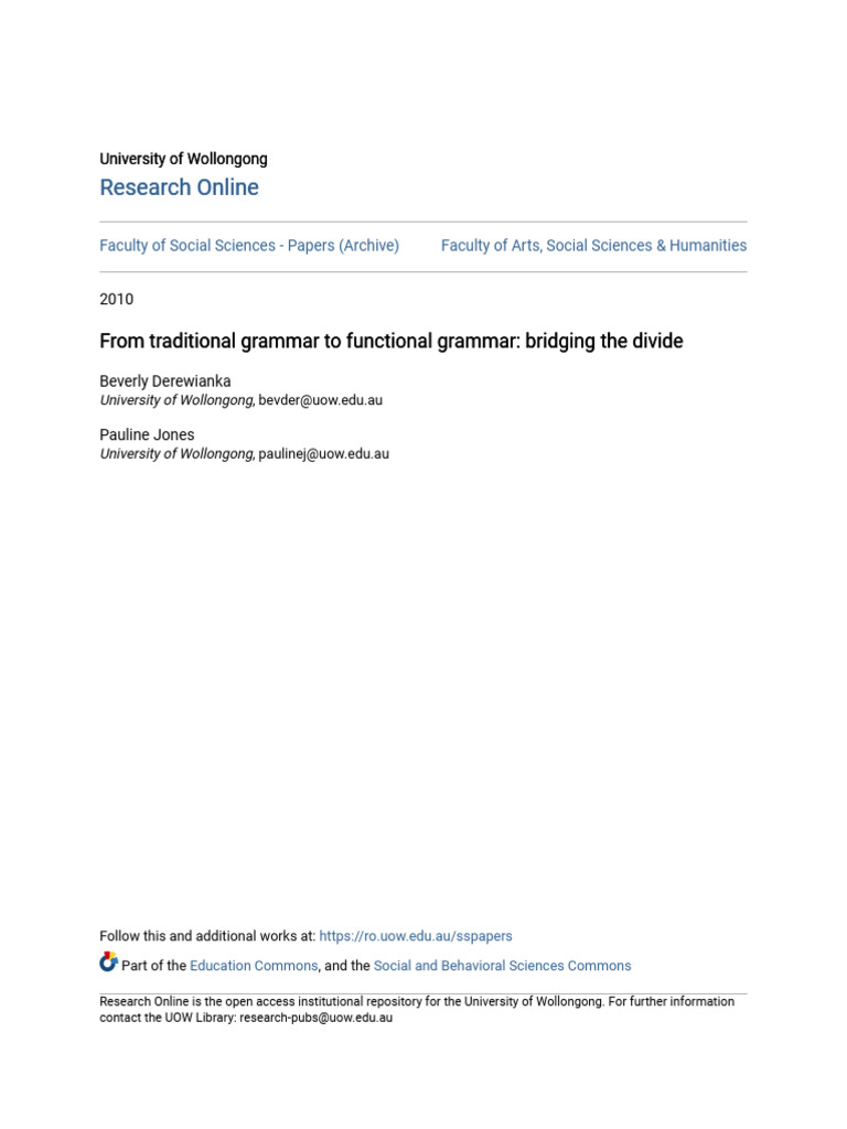 Bridging Traditional and Functional Grammar | PDF | Linguistics | Grammar