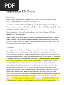 Membership Admission, Suspension and Expulsion, With Drawl From UN Charter .