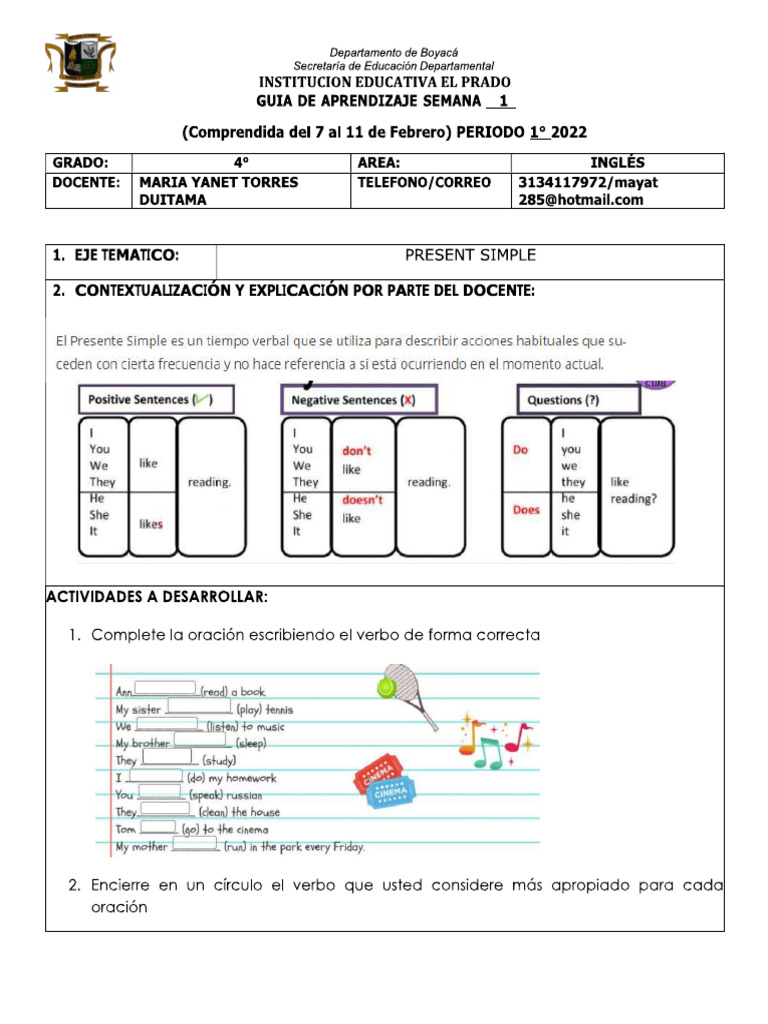 Semana 1 - Ingles 4 | PDF
