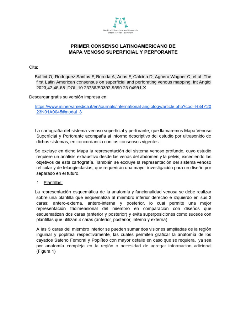 Consenso Latinoamericano en Cartografía Venosa | PDF | Pierna humana ...