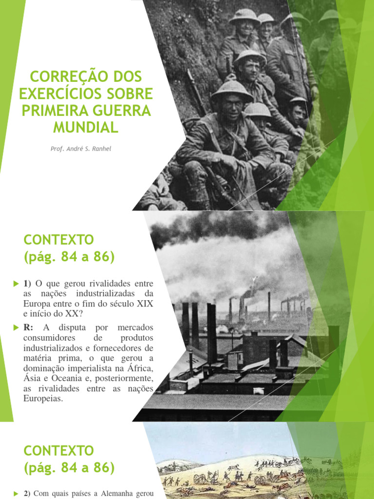 Exercícios 1 Guerra Mundial , Atividade sobre Conflitos Mundiais – IUQV