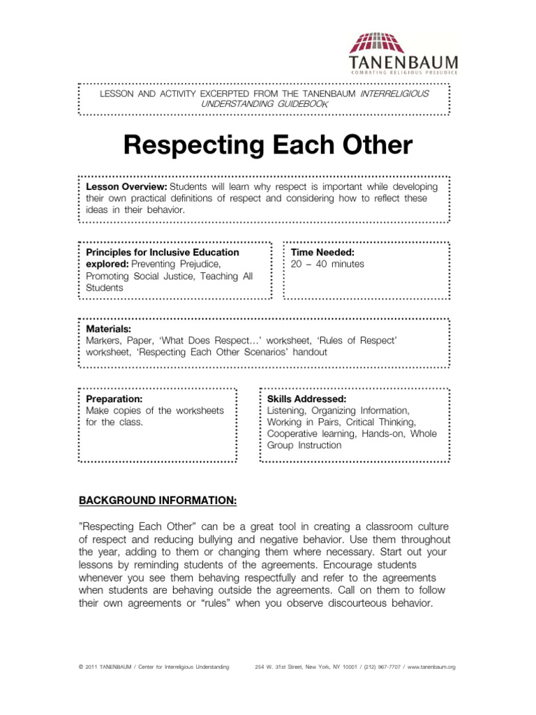 Classroom Respect and Bullying Prevention | PDF | Thought | Cognition