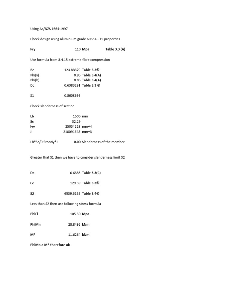 Aluminium Design Check AS/NZS 1664:1997 | PDF | Science & Mathematics