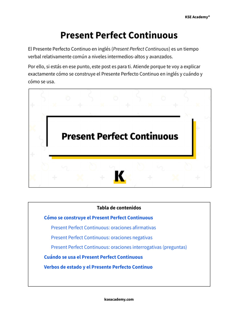 Present Perfect Continuous | PDF | Verbo | Lingüística