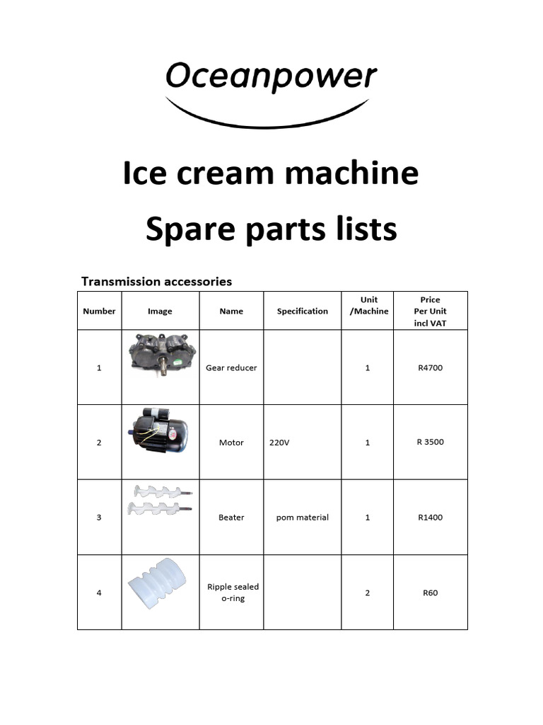 Spare Parts Lists Pdf Machines Mechanical Engineering