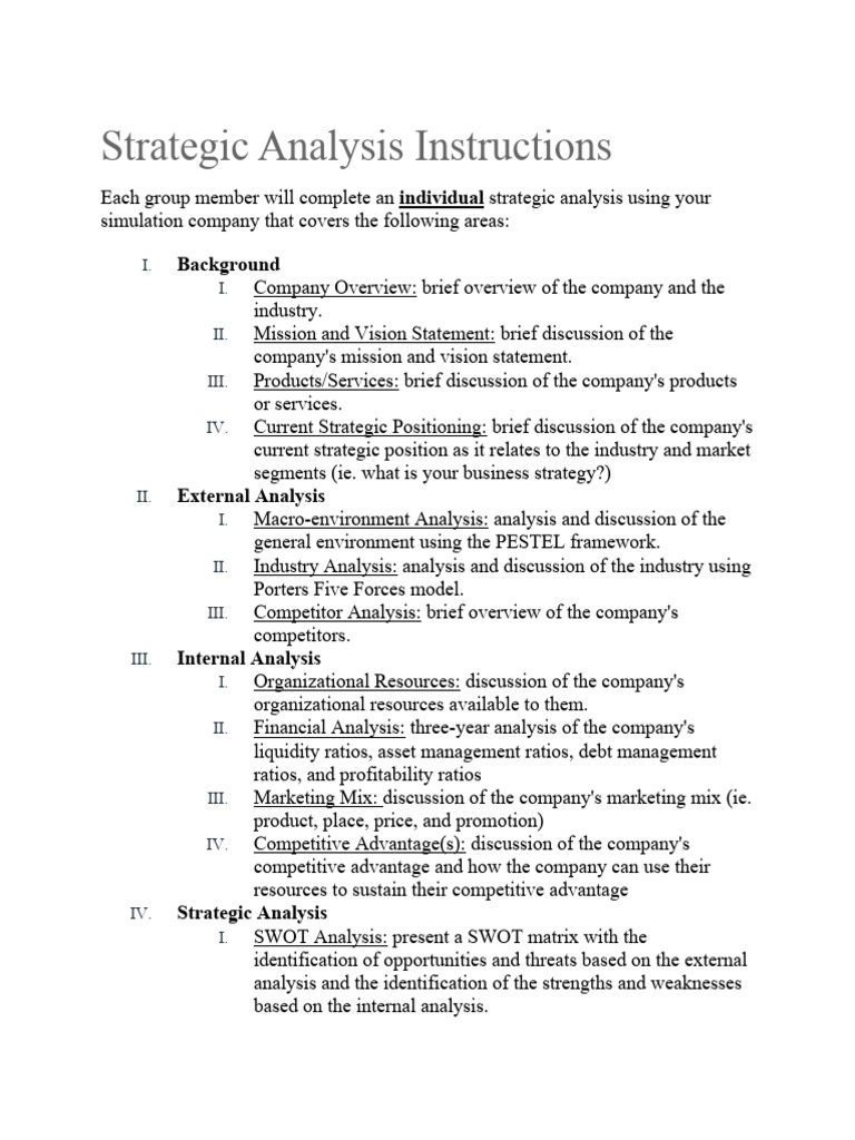 Strategic Analysis Instructions | PDF | Swot Analysis | Business