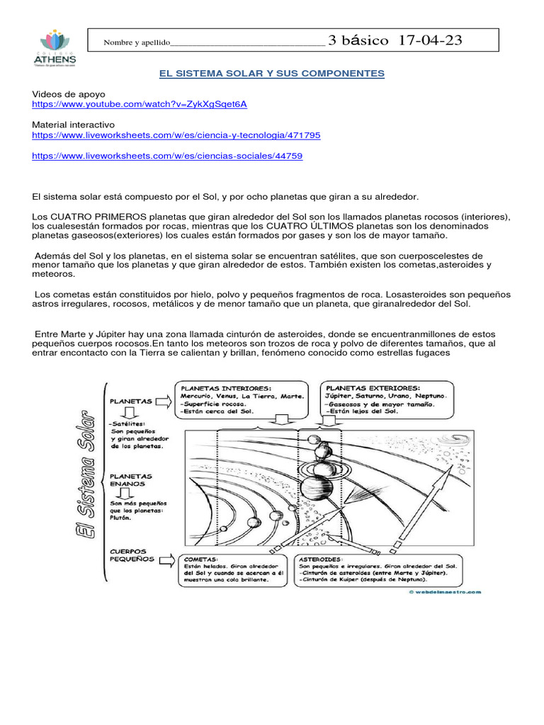 3 Basico Componentes Del Sistema Solar | PDF | Planetas | Sistema solar
