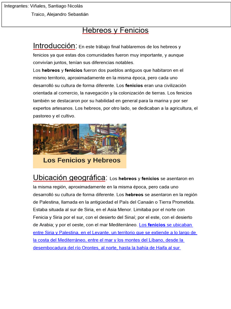 Hebreos y Fenicios: Culturas Contrastantes | PDF | Fenicia | Palestina ...