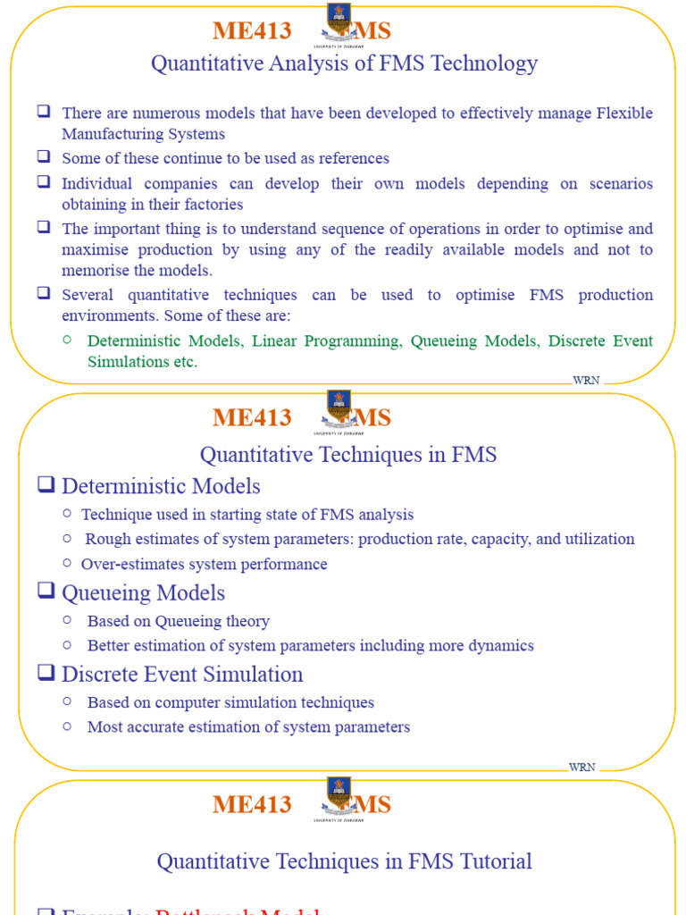Quantitative Techniques for FMS Optimization | PDF | Simulation ...
