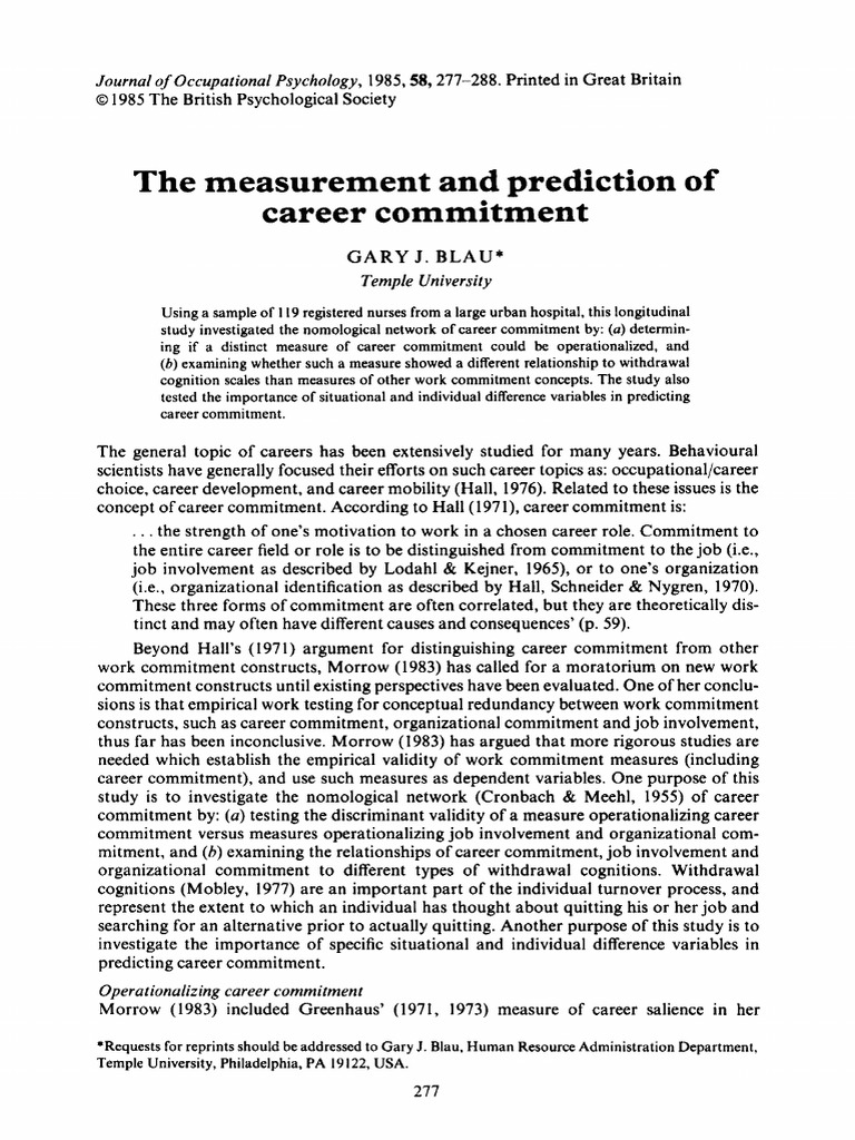 Measuring Career Commitment in Nurses | PDF | Validity (Statistics ...