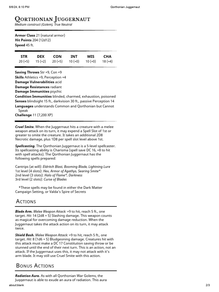 Qorthonian Juggernaut | PDF