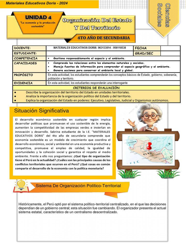 Ficha de Actividad CCSS 4° - Semana 1 | PDF | Perú | Sustentabilidad