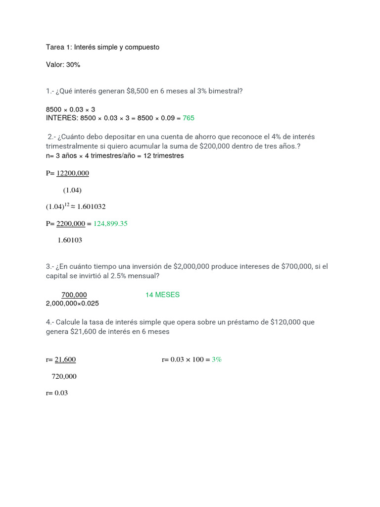 Cálculos de Interés Simple y Compuesto | PDF | Economias | Macroeconómica