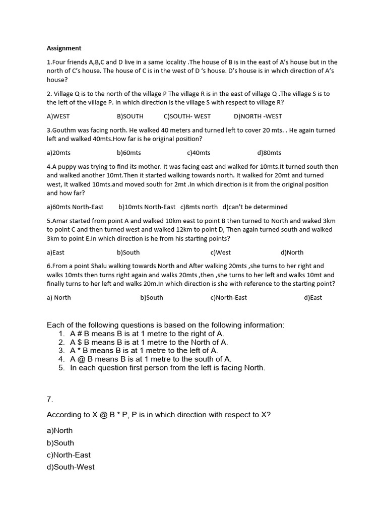 Direction and Distance Problems | PDF