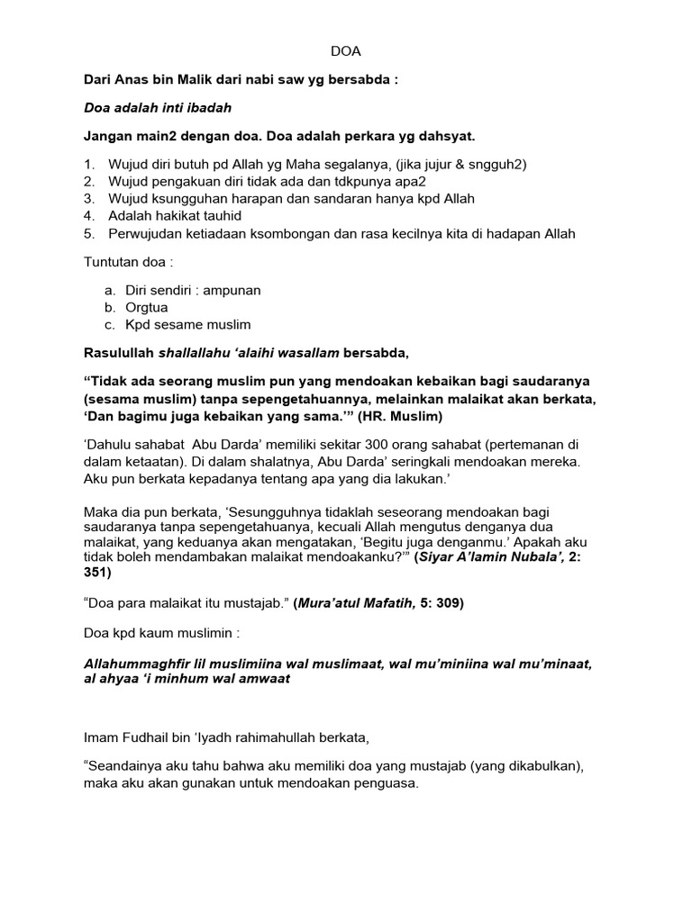 Inti Ibadah: Pentingnya Doa | PDF