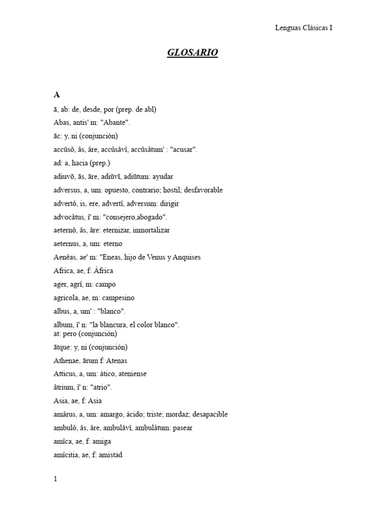 Glosario Latín | PDF | Artes del lenguaje y disciplina | Poesía