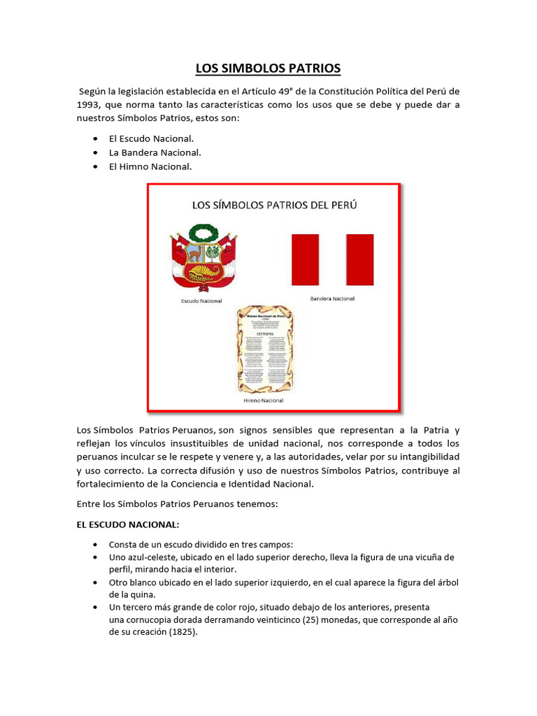Los Simbolos Patrios | PDF | Símbolos nacionales