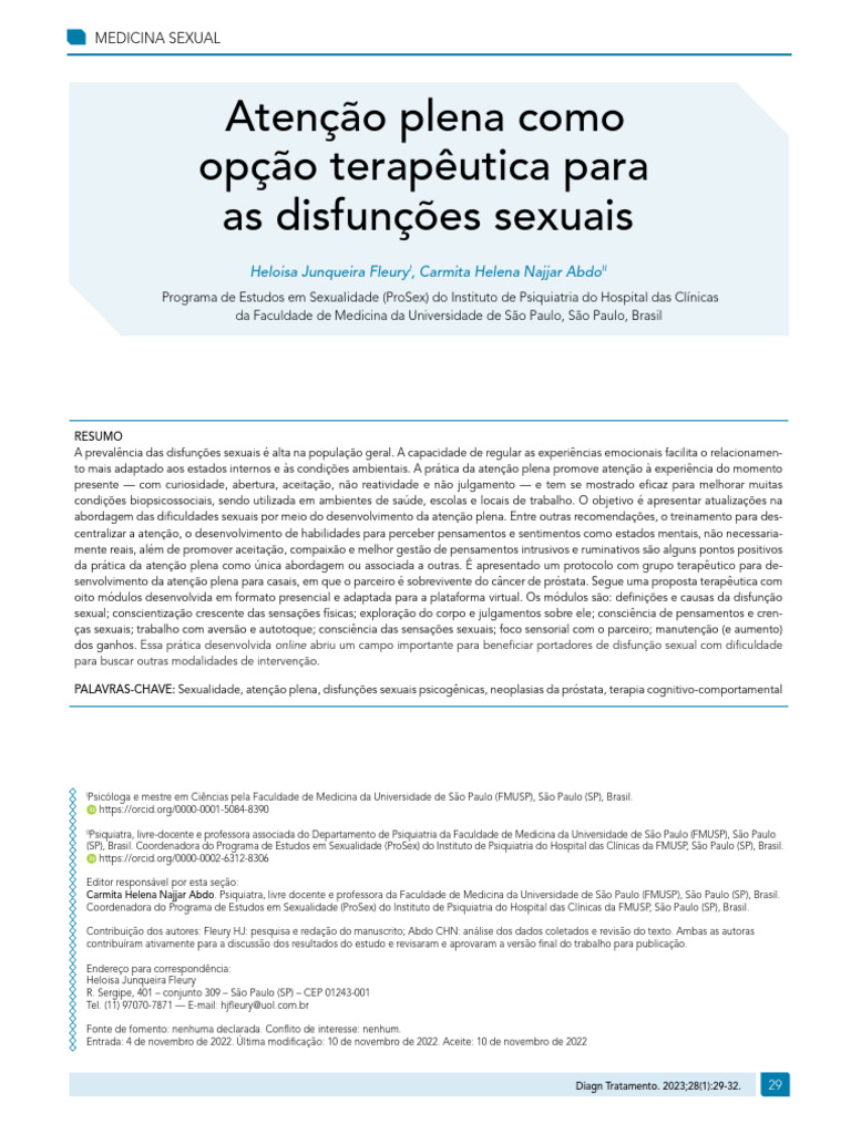 Atenção Plena no Tratamento Sexual | PDF | Emoções | Atenção plena