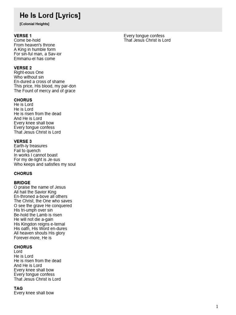 0e11704305_1615235599_he-is-lord-lyrics | PDF