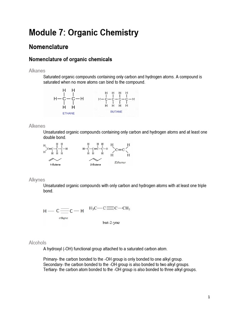 Set 1 Mod 7 - Organic Chemistry | PDF | Functional Group | Alkene