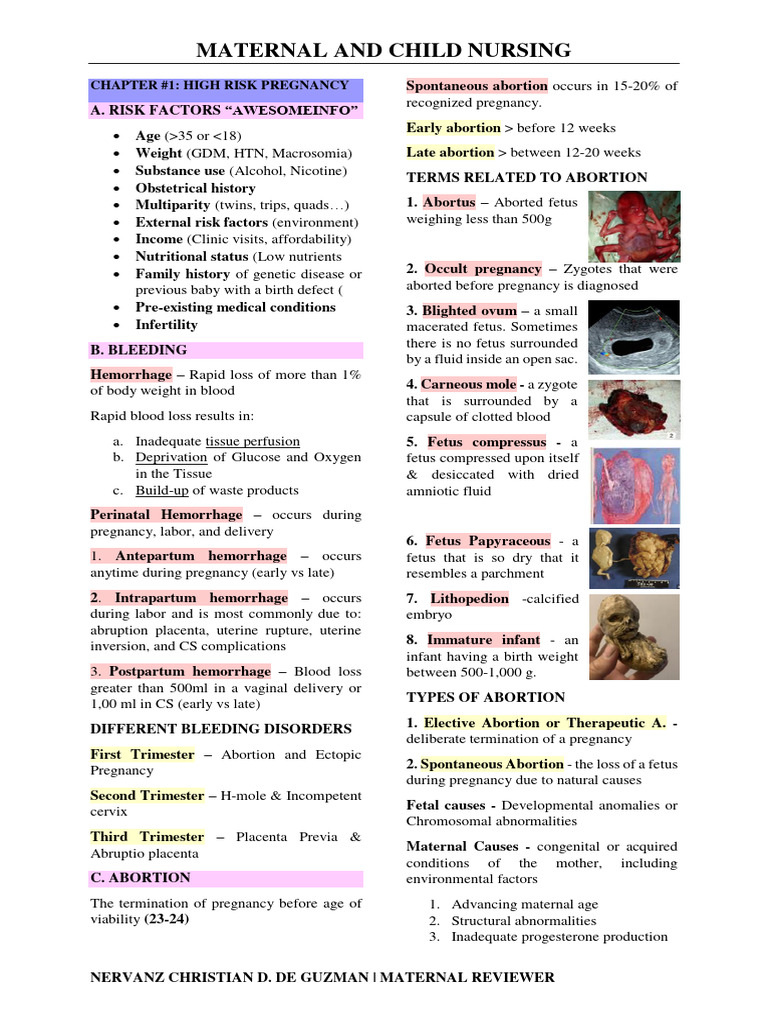 High-Risk Pregnancy & Abortion Overview | PDF | Miscarriage | Pregnancy
