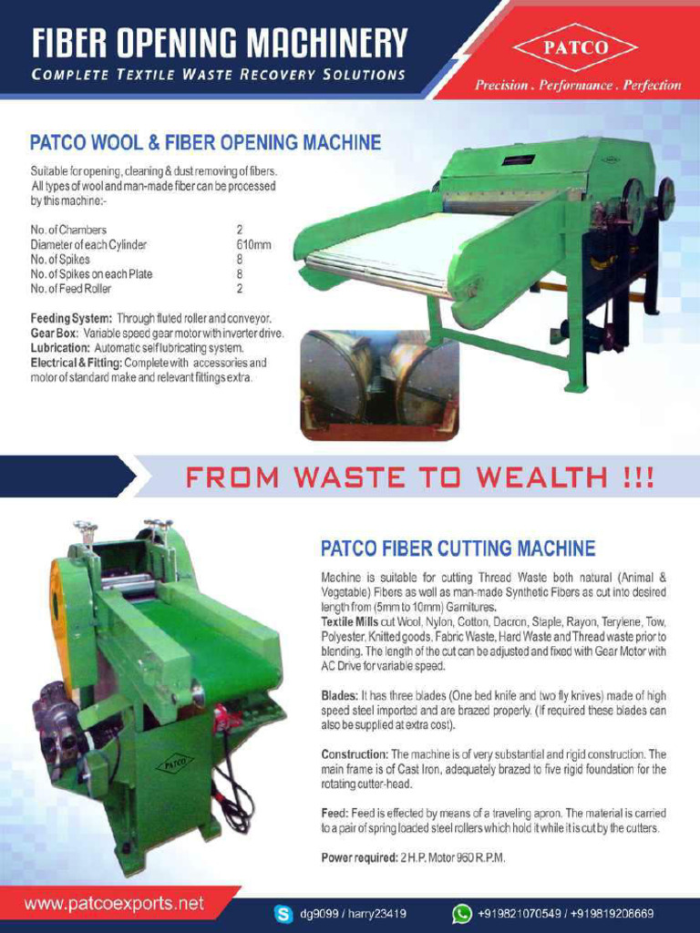 Patco Fiber Opening Machine | PDF