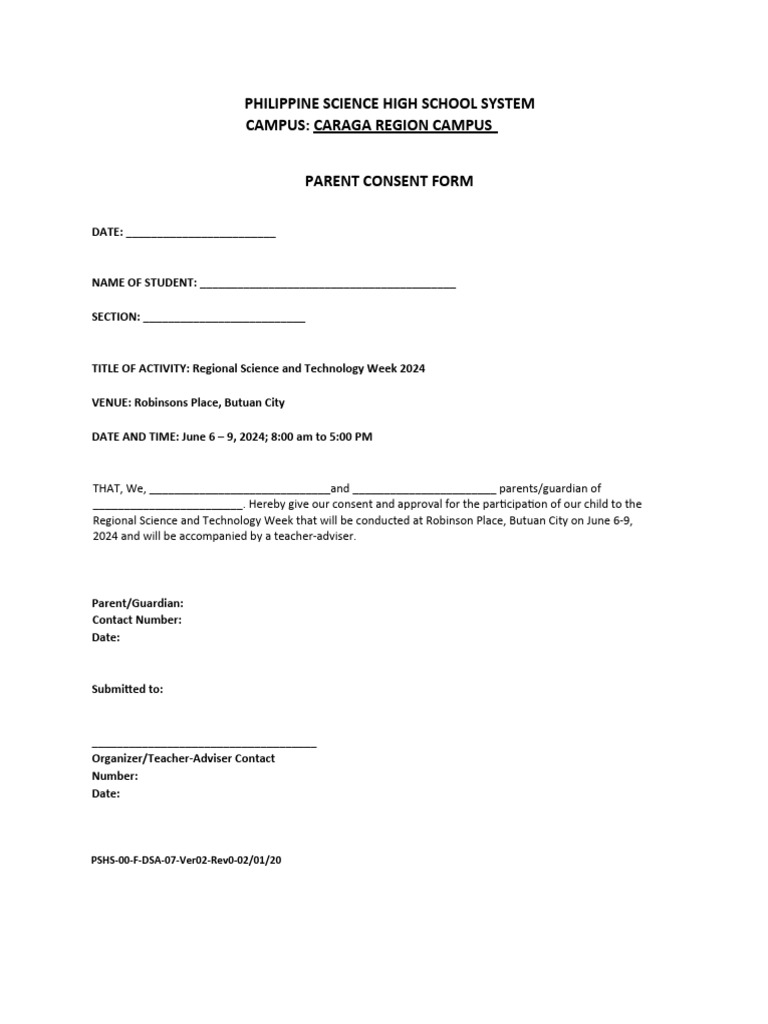 Parent Consent 2024 | PDF